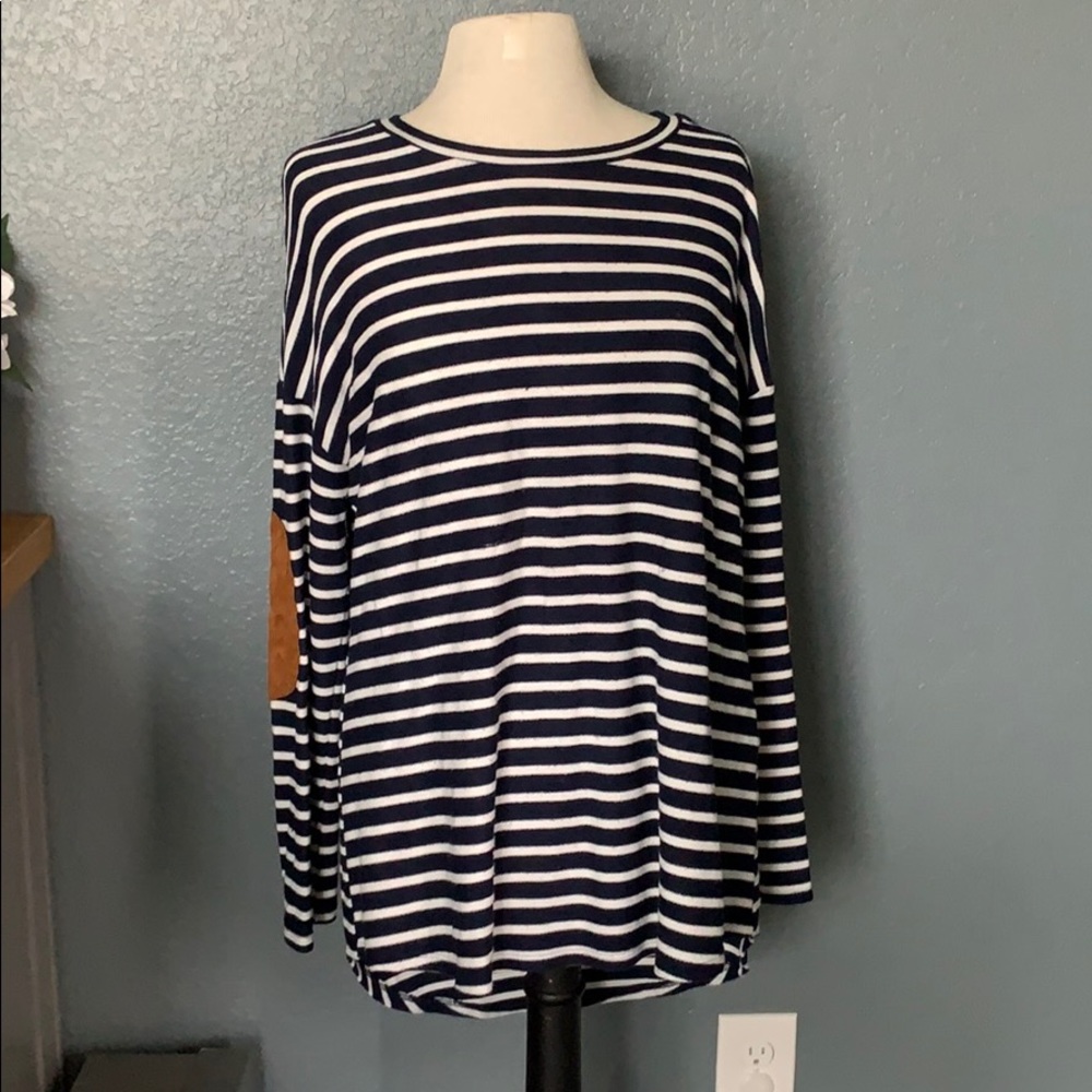 Navy and white striped tunic